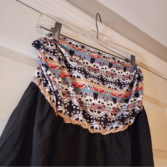 Shein Black Aztec print strapless mini dress 1X - Picture 2 of 4